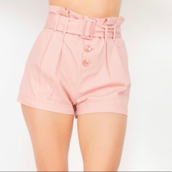 NEW Blush High Waisted Paper Bag Shorts